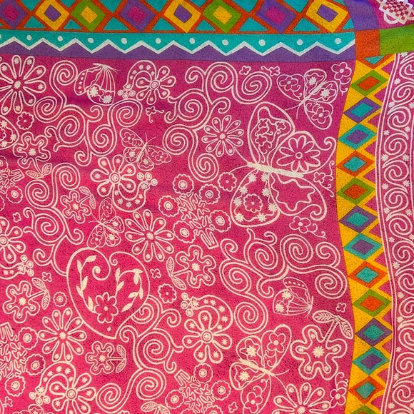 YSL Yves Saint Laurent Silk Bright Butterfly Floral Scarf! Excellent Condition! - Picture 5 of 8